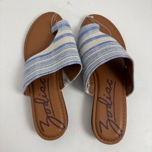 Zodiac Blue White stripe toe ring Sandals
